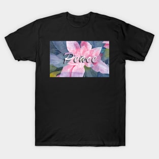 Poinsettia Watercolor with Peace Message T-Shirt